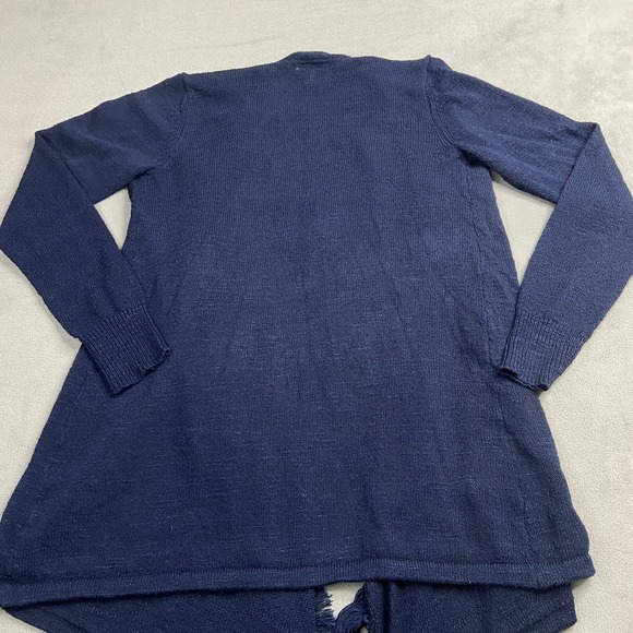 Lilly Pulitzer Sweater Cardigan Womens Large Navy Tatum Open Fringe Boho Light - Picture 5 of 10